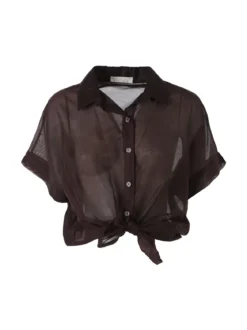 Solada Camicia donna annodata a maniche corte - moro