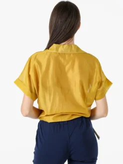 Solada Camicia donna annodata a maniche corte - senape
