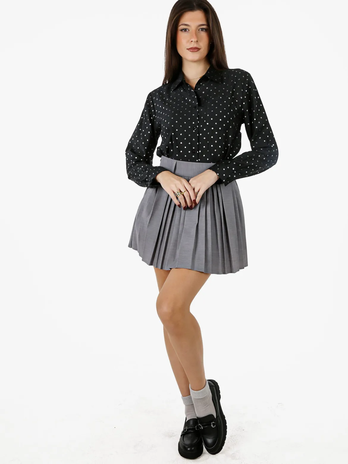 Solada Camicia donna a pois con taschino - nero