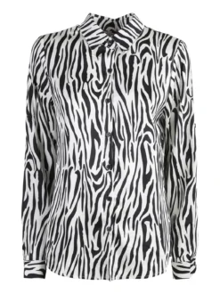 Solada Camicia donna con stampe bicolore a maniche lunghe - bianco