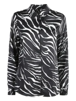 Solada Camicia donna con stampe bicolore a maniche lunghe - nero