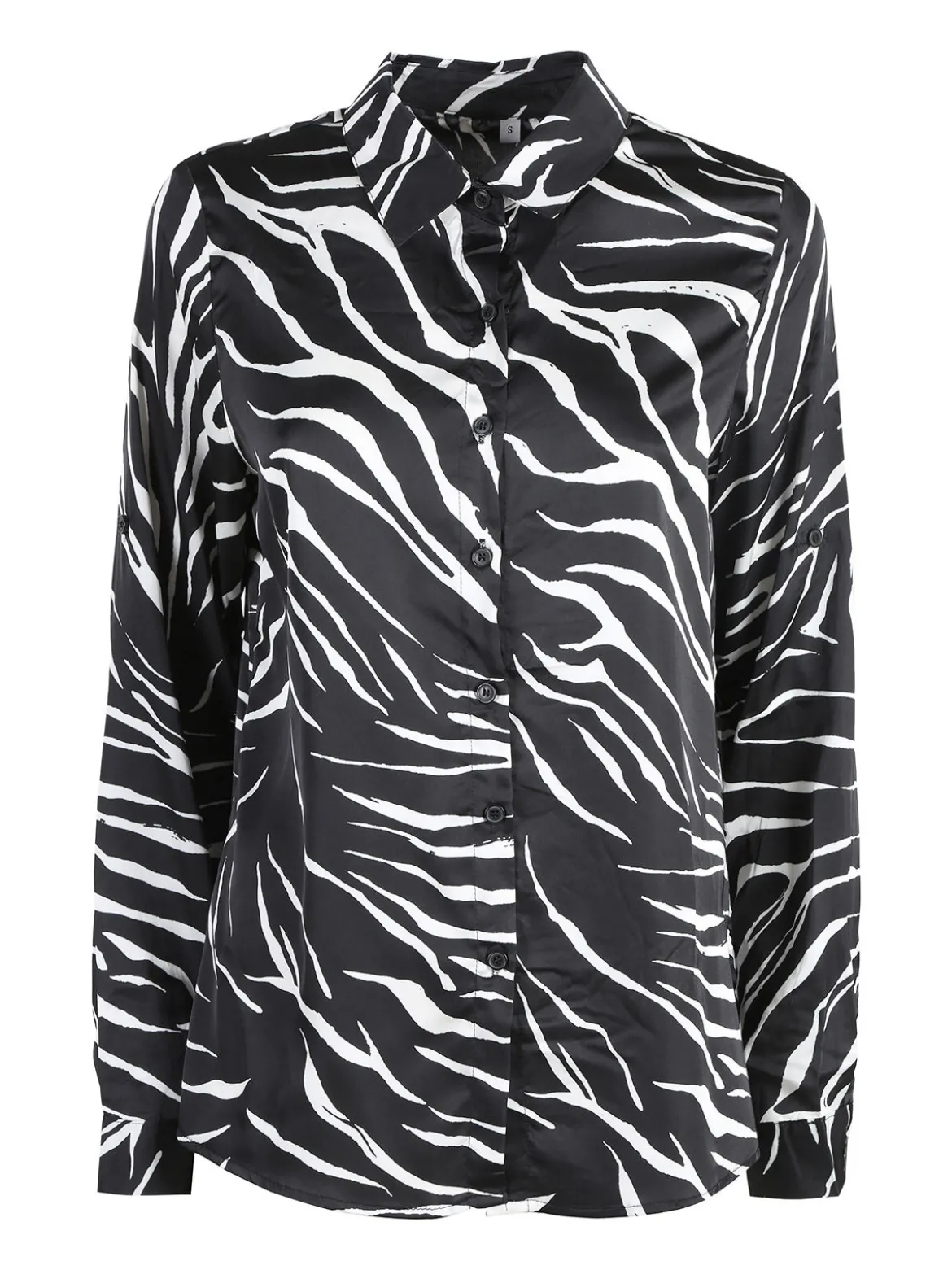Solada Camicia donna con stampe bicolore a maniche lunghe - nero