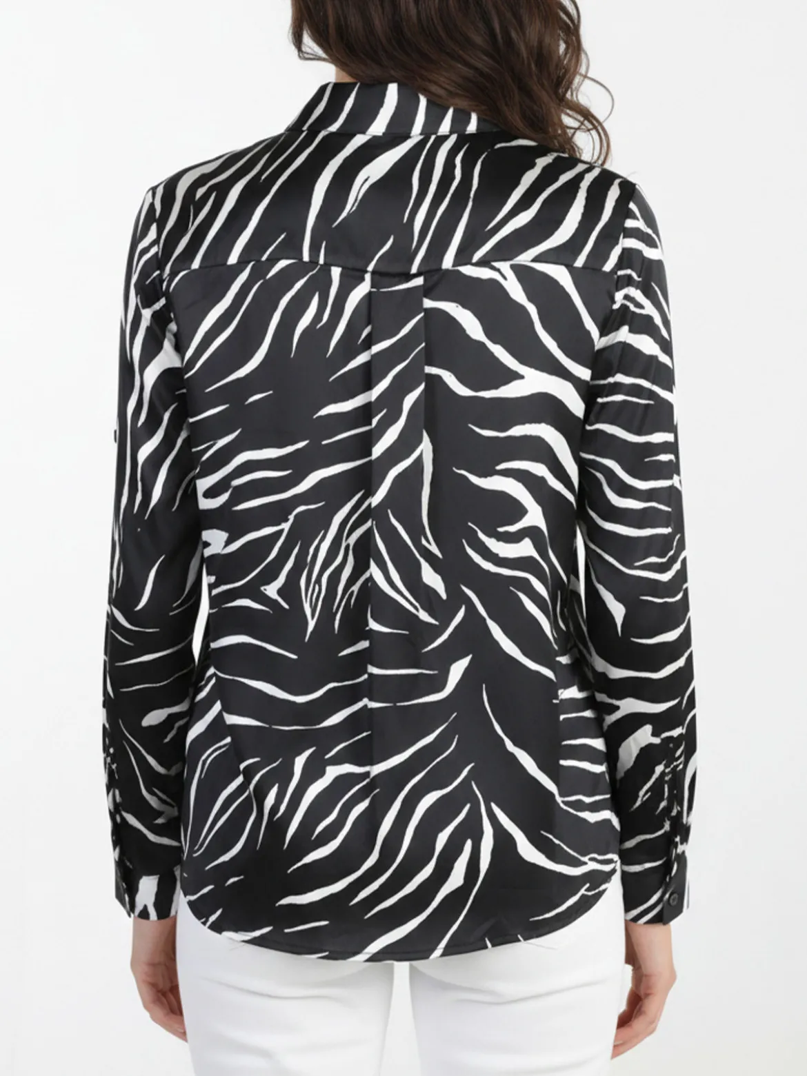 Solada Camicia donna con stampe bicolore a maniche lunghe - nero