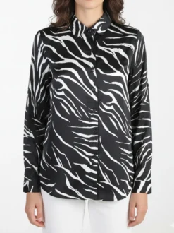 Solada Camicia donna con stampe bicolore a maniche lunghe - nero