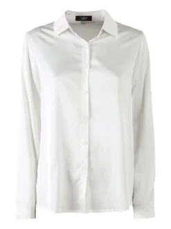 Solada Camicia donna effetto raso a maniche lunghe - bianco