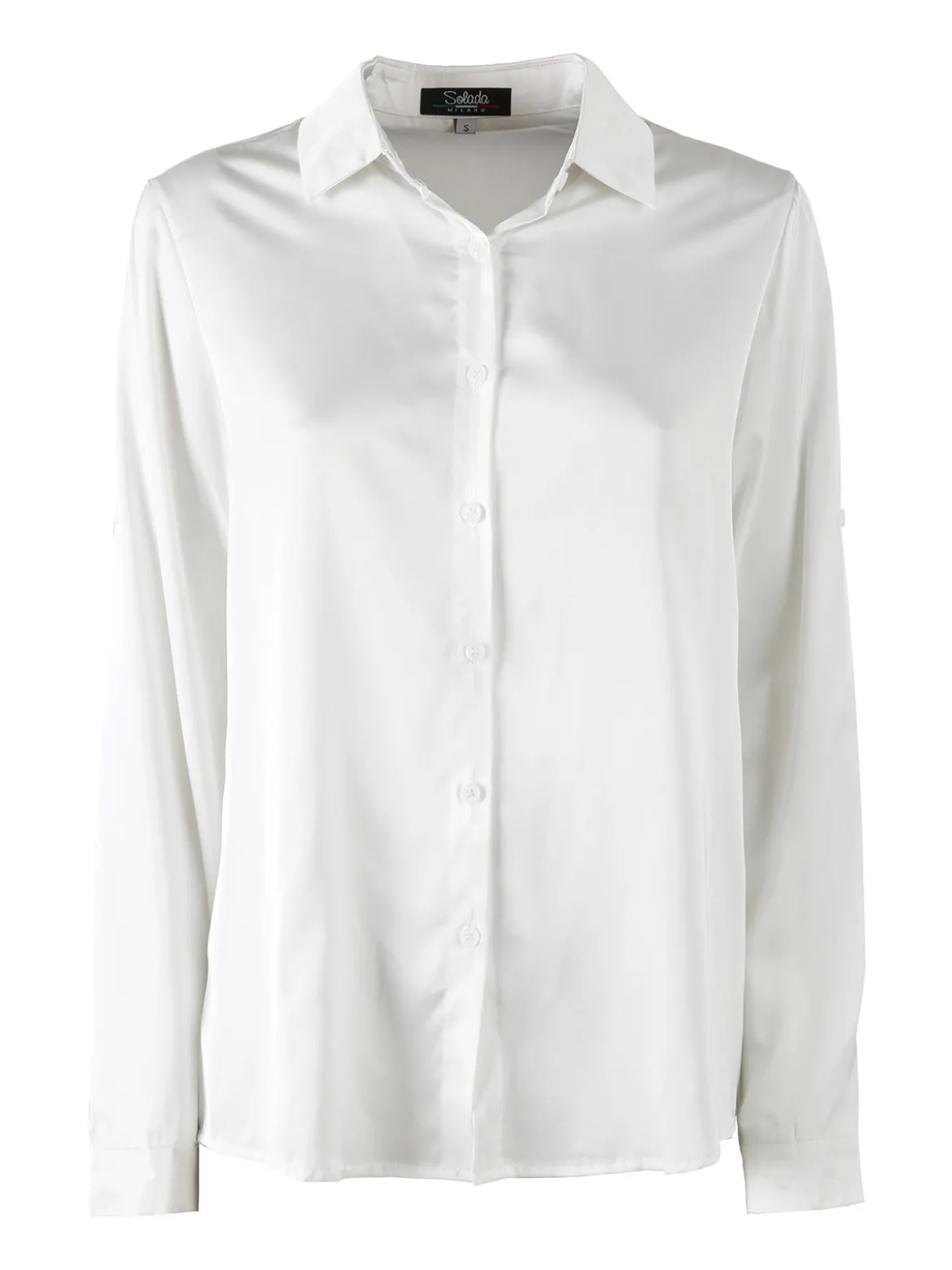 Solada Camicia donna effetto raso a maniche lunghe - bianco