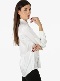 Solada Camicia donna effetto raso a maniche lunghe - bianco