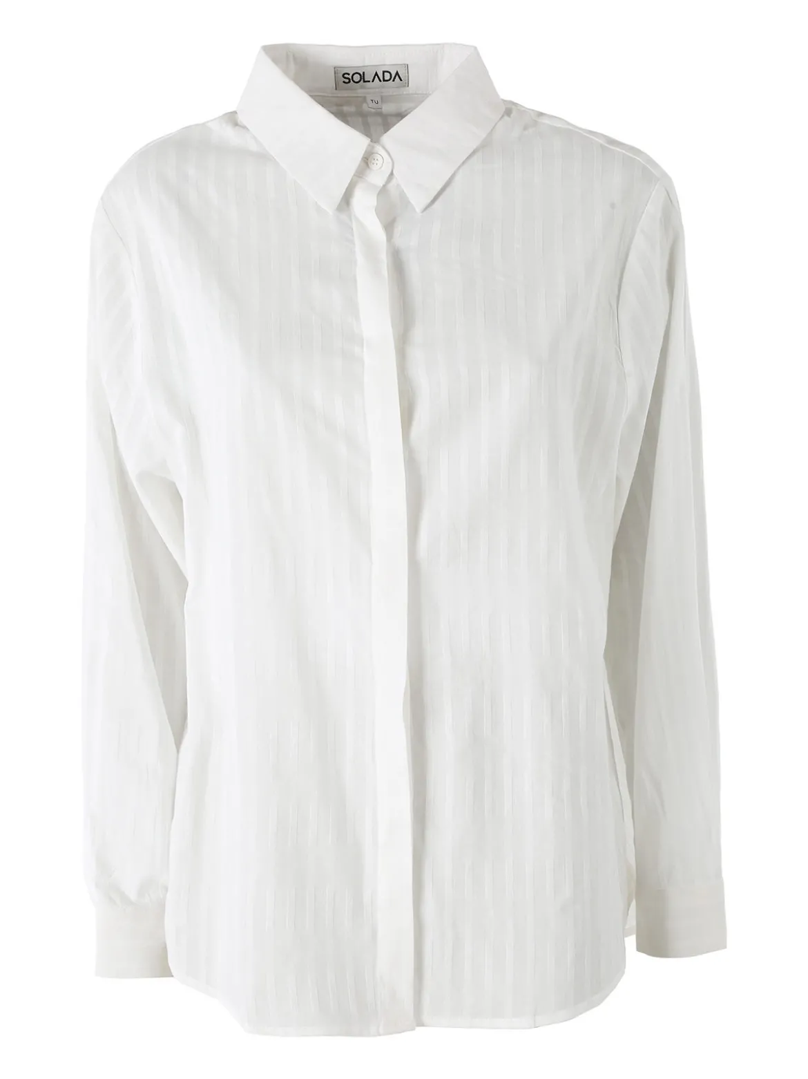 Solada Camicia donna in cotone a maniche lunghe con bottoni coperti - bianco