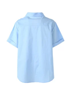 Solada Camicia donna oversize a maniche corte con taschino - azzurro