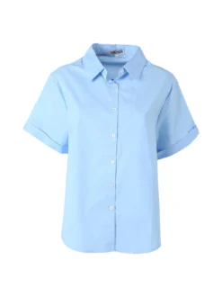 Solada Camicia donna oversize a maniche corte con taschino - azzurro