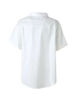 Solada Camicia donna oversize a maniche corte con taschino - bianco