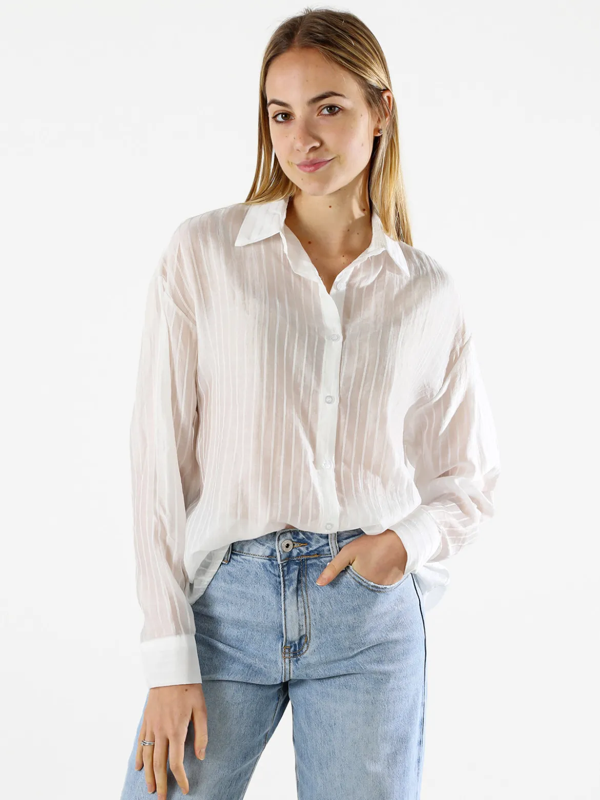 Solada Camicia donna oversize a maniche lunghe - bianco