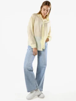 Solada Camicia donna oversize a maniche lunghe - giallo