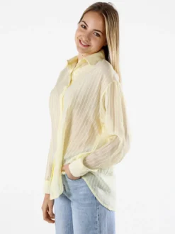 Solada Camicia donna oversize a maniche lunghe - giallo