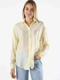 Solada Camicia donna oversize a maniche lunghe - giallo