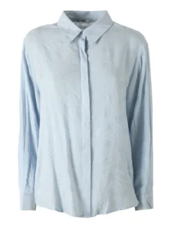 Solada Camicia donna oversize a maniche lunghe in misto cotone - azzurro