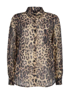 Solada Camicia donna oversize animalier con strass