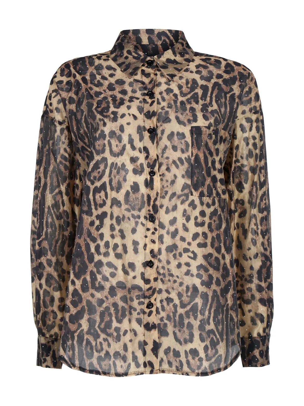 Solada Camicia donna oversize animalier con strass