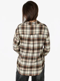 Solada Camicia donna oversize a quadri in flanella - marrone