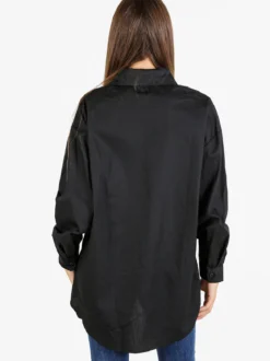Solada Camicia donna oversize con strass a maniche lunghe - argento