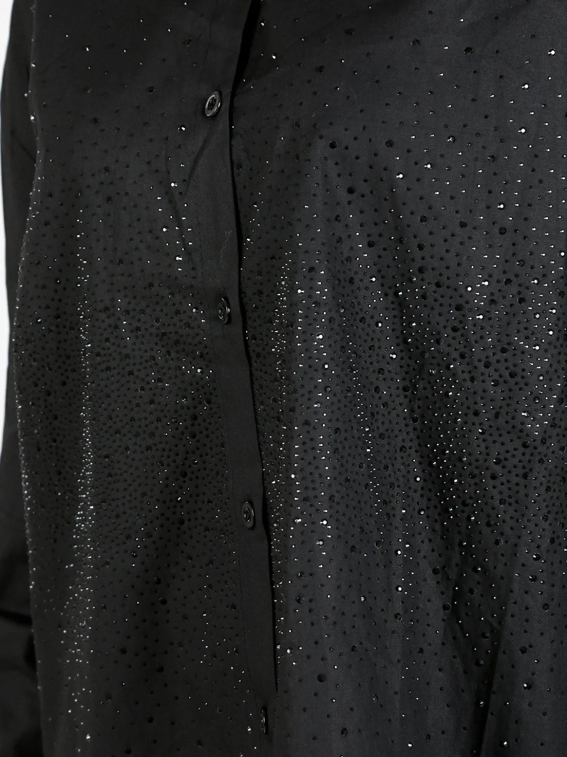 Solada Camicia donna oversize con strass a maniche lunghe - nero