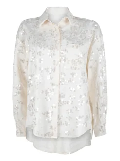 Solada Camicia donna oversize con taschino e paillettes