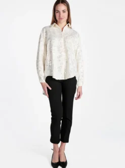 Solada Camicia donna oversize con taschino e paillettes