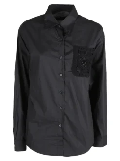Solada Camicia donna oversize con taschino ricamato