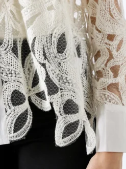 Solada Camicia donna ricamata in pizzo a maniche lunghe - panna