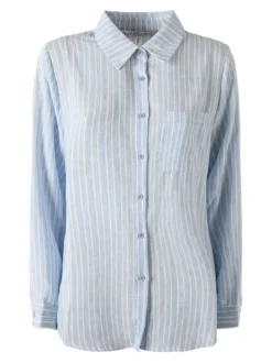 Solada Camicia donna rigata a maniche lunghe oversize - azzurro