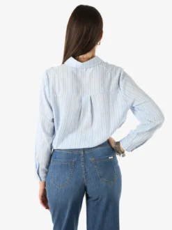 Solada Camicia donna rigata a maniche lunghe oversize - azzurro