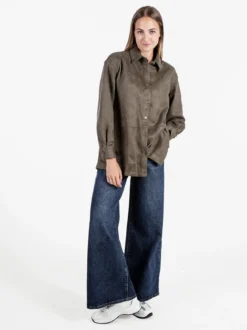 Solada Camicia donna scamosciata oversize - militare