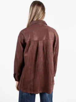 Solada Camicia donna scamosciata oversize - moro