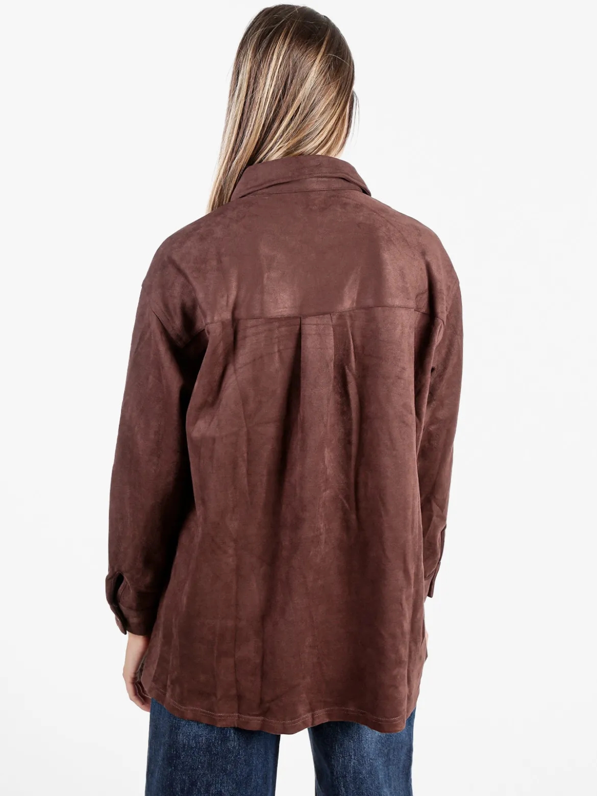 Solada Camicia donna scamosciata oversize - moro