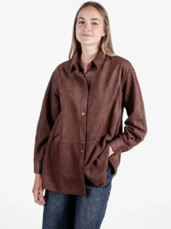 Solada Camicia donna scamosciata oversize - moro