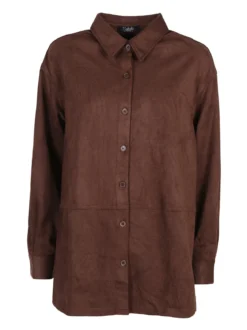 Solada Camicia donna scamosciata oversize - moro