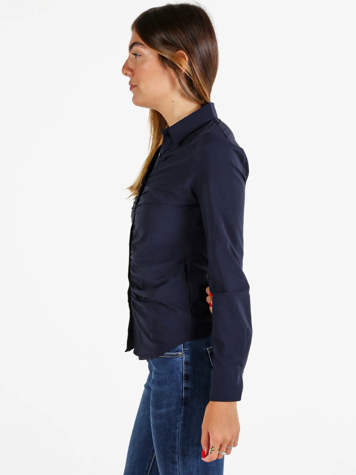 Solada Camicia donna slim a maniche lunghe - blu scuro