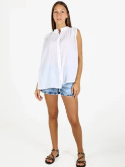 Solada Camicia donna smanicata in cotone - bianco