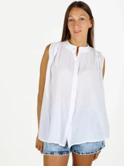 Solada Camicia donna smanicata in cotone - bianco