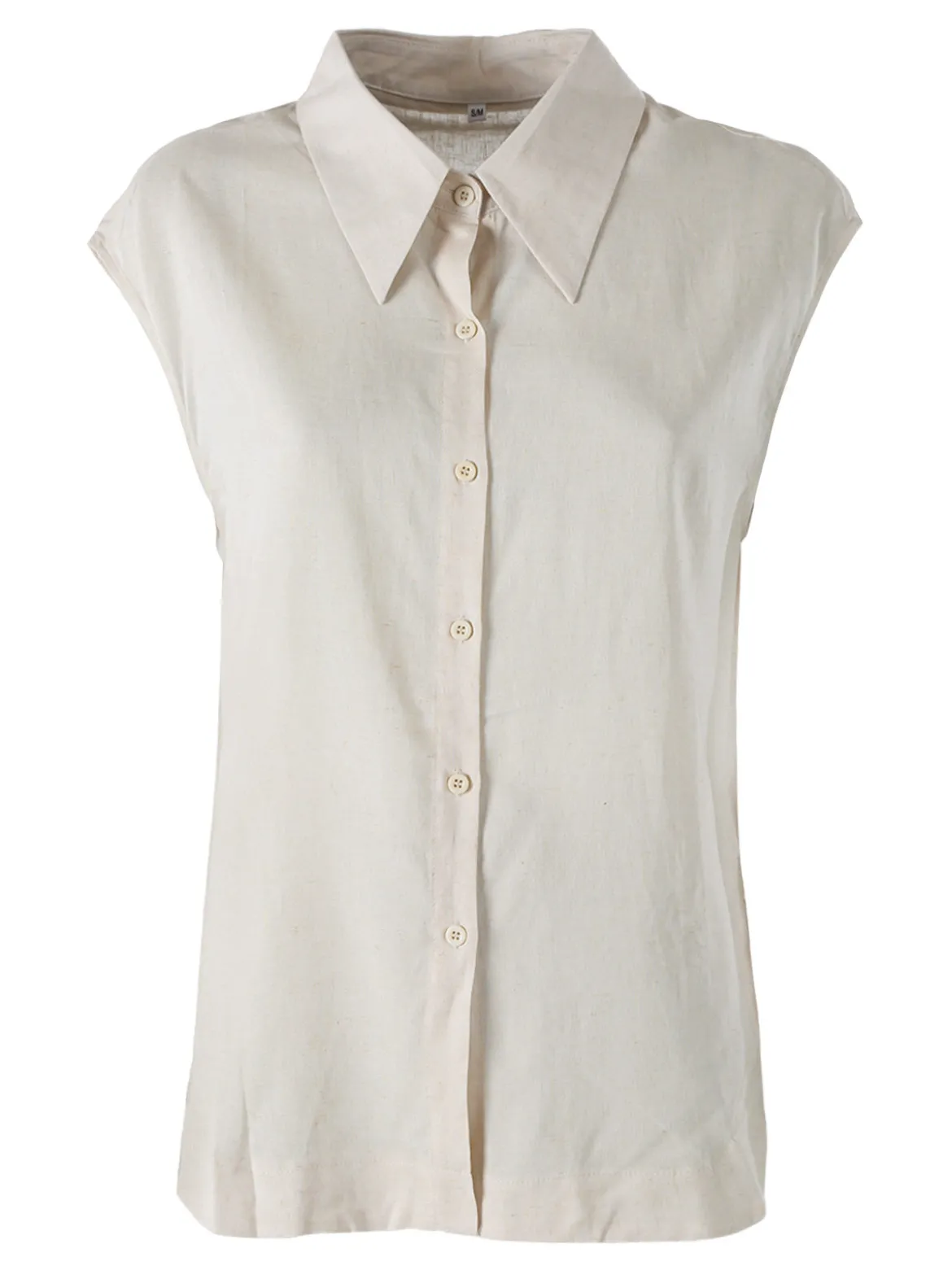 Solada Camicia donna smanicata in misto lino - beige