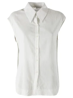 Solada Camicia donna smanicata in misto lino - bianco