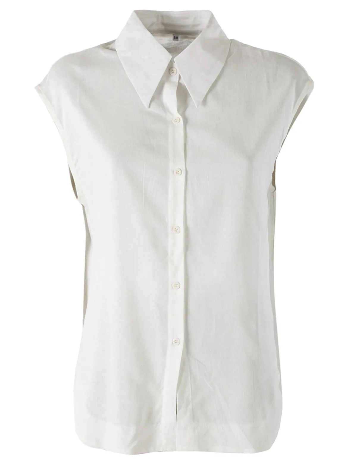 Solada Camicia donna smanicata in misto lino - bianco