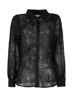 Solada Camicia donna velata con ricami e maniche a palloncino