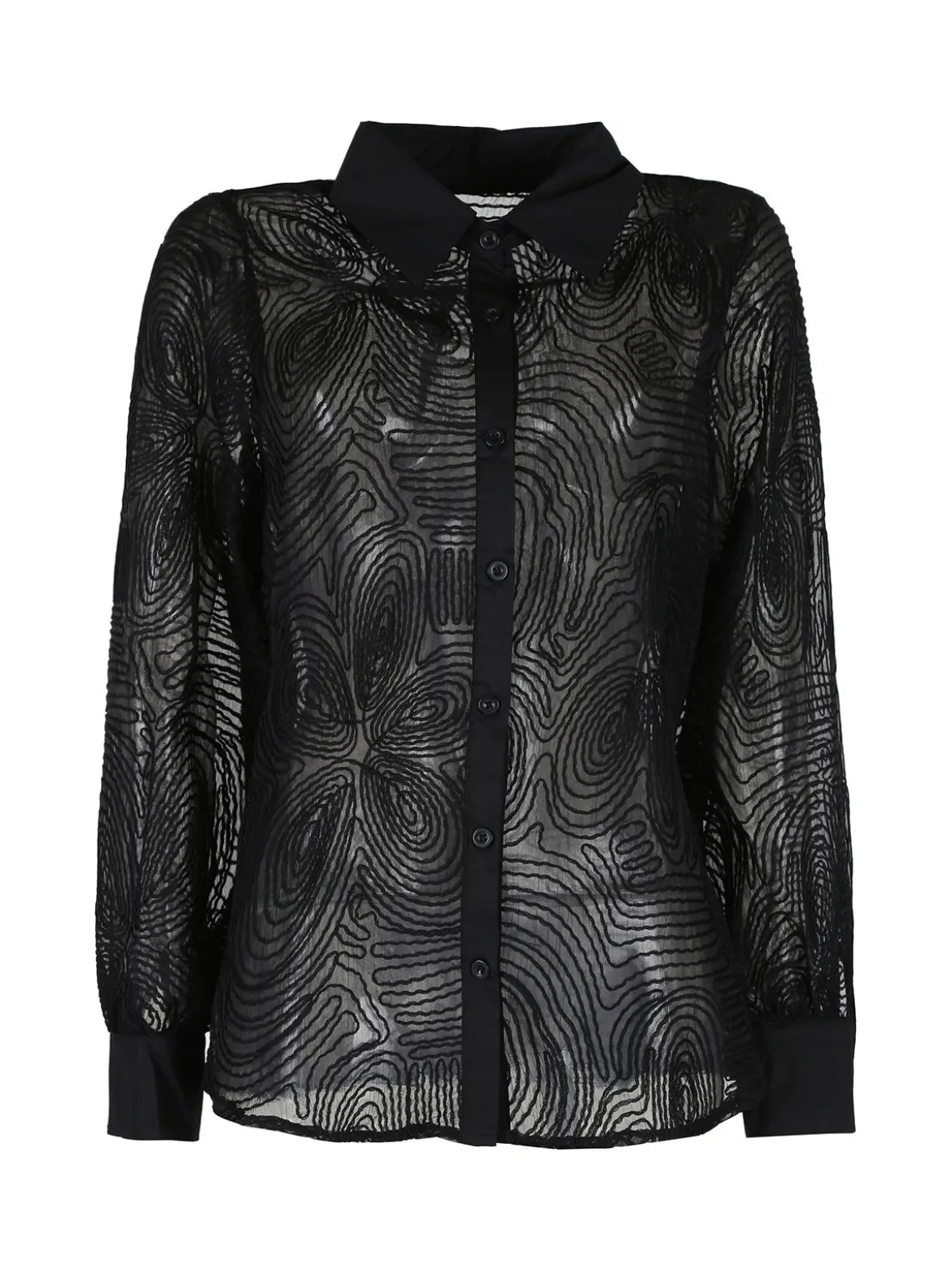 Solada Camicia donna velata con ricami e maniche a palloncino