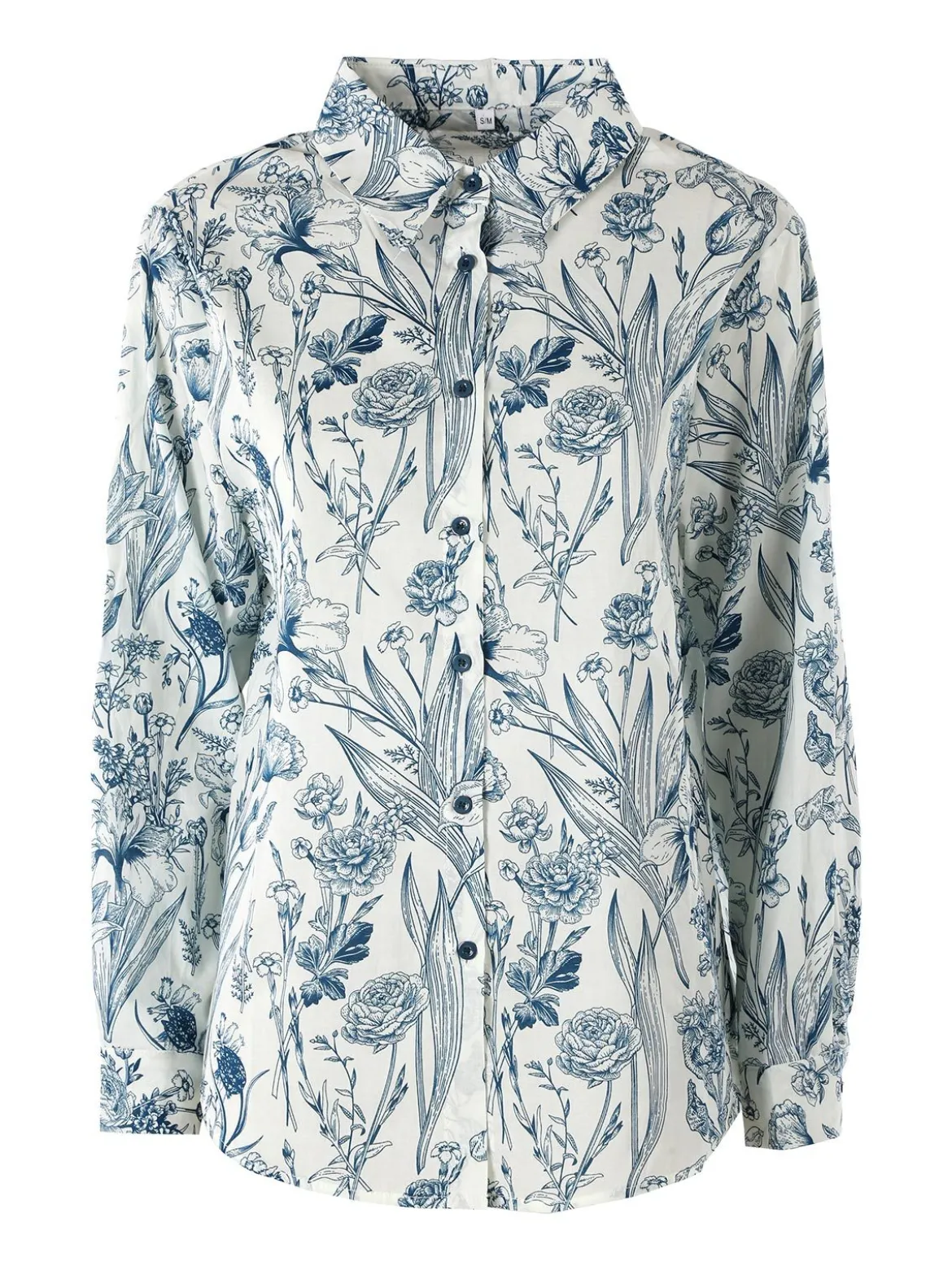 Solada Camicia floreale da donna in cotone a maniche lunghe - turchese