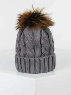 Solada Cappello donna in maglia con pompon di pelo