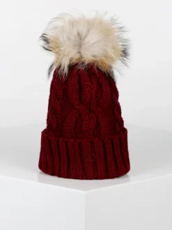 Solada Cappello donna in maglia con pom pon di pelo