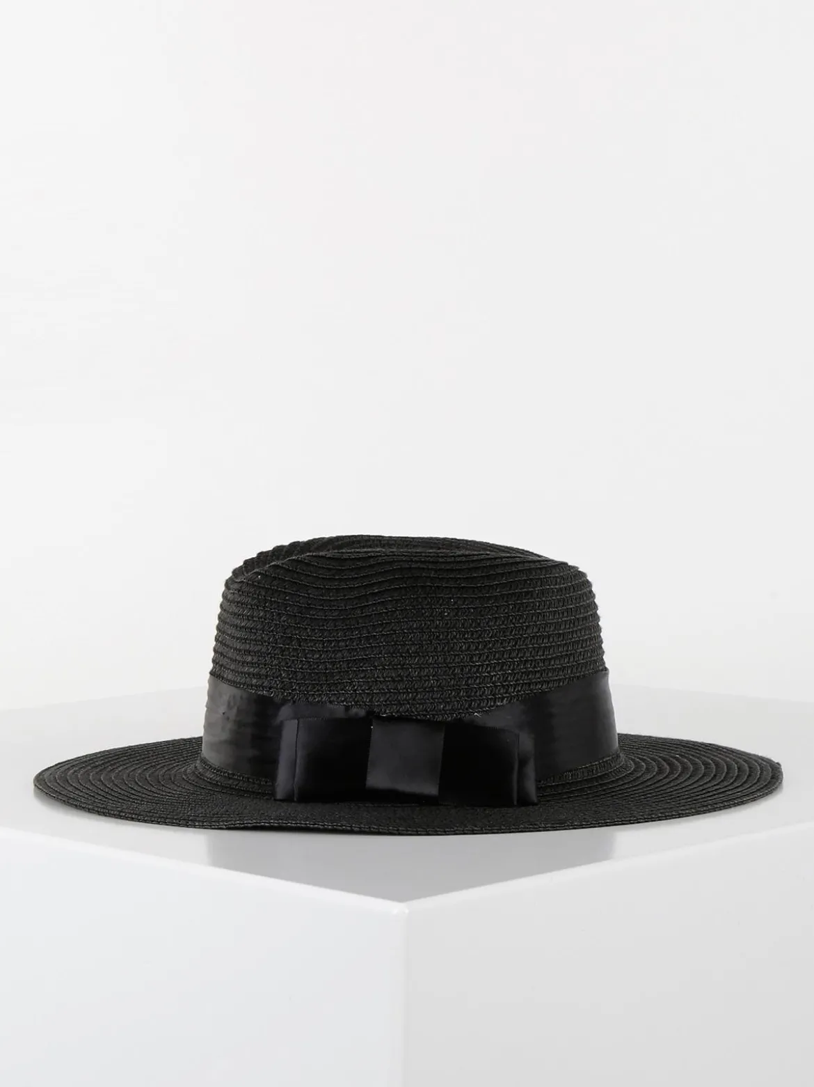 Solada Cappello nero di paglia con fiocco