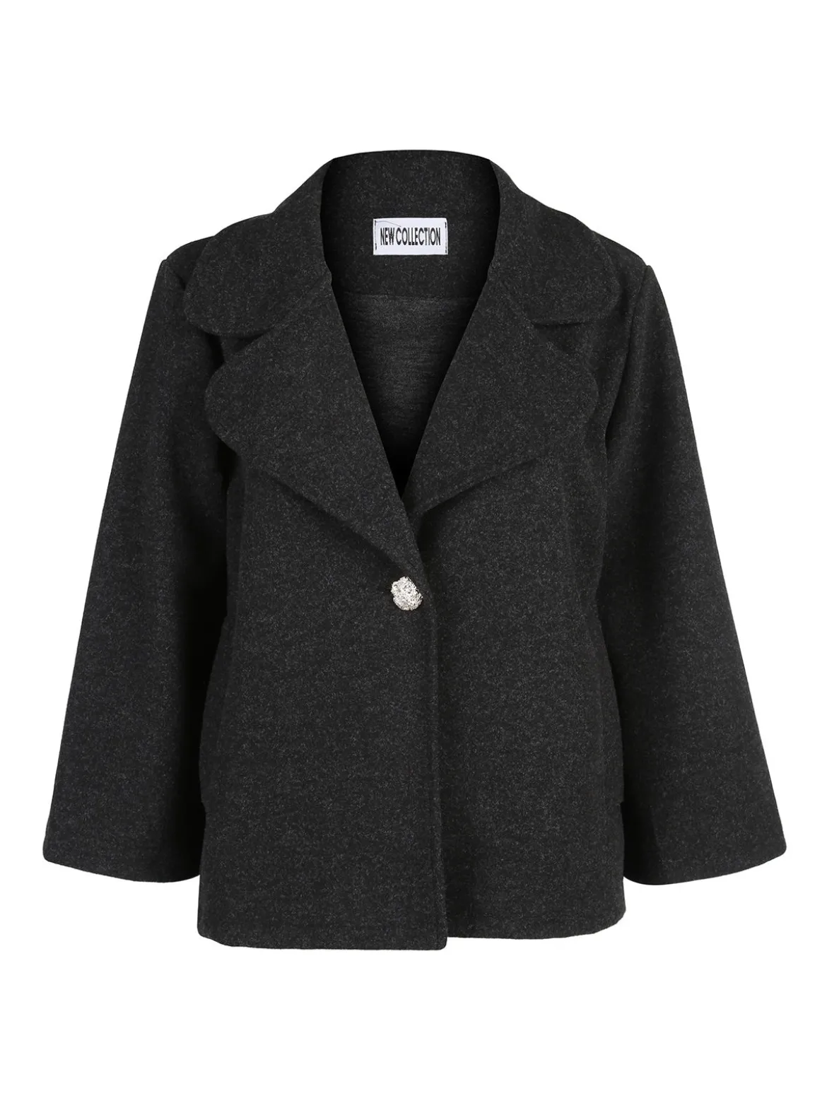 Solada Cappotto corto donna oversize monobottone con maniche a campana - nero