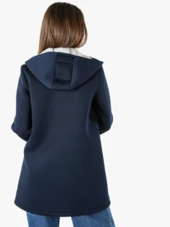 Solada Cappotto da donna in panno con bottoni e cappuccio - blu scuro